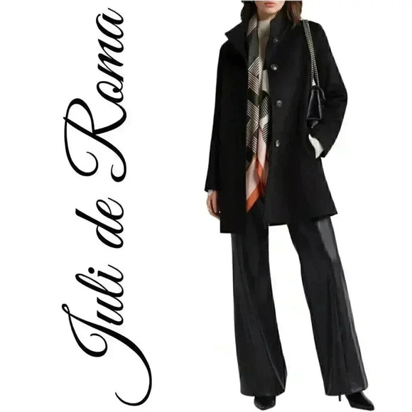 Vintage Juli De Roma Women’s Button Down Soft Pea Coat Jacket Size L/XL Black - Picture 1 of 9